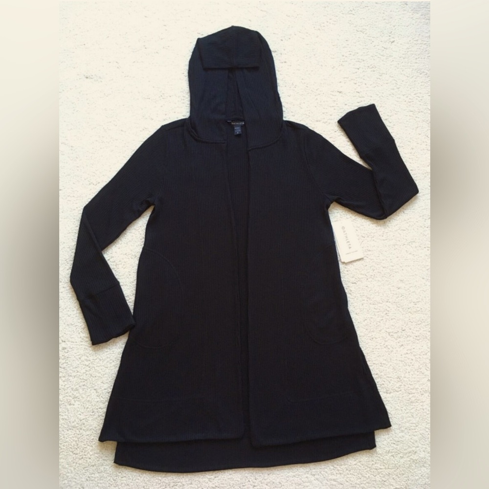 Athleta Black Harmony Wrap Hooded Open Front Cardigan Size 1X - runs large